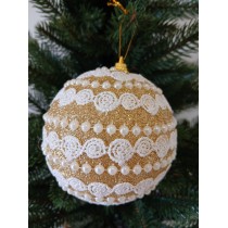 Новорічні кулі золоті з тасьмою Ø100мм, ціна за набір 2 шт (SH210)